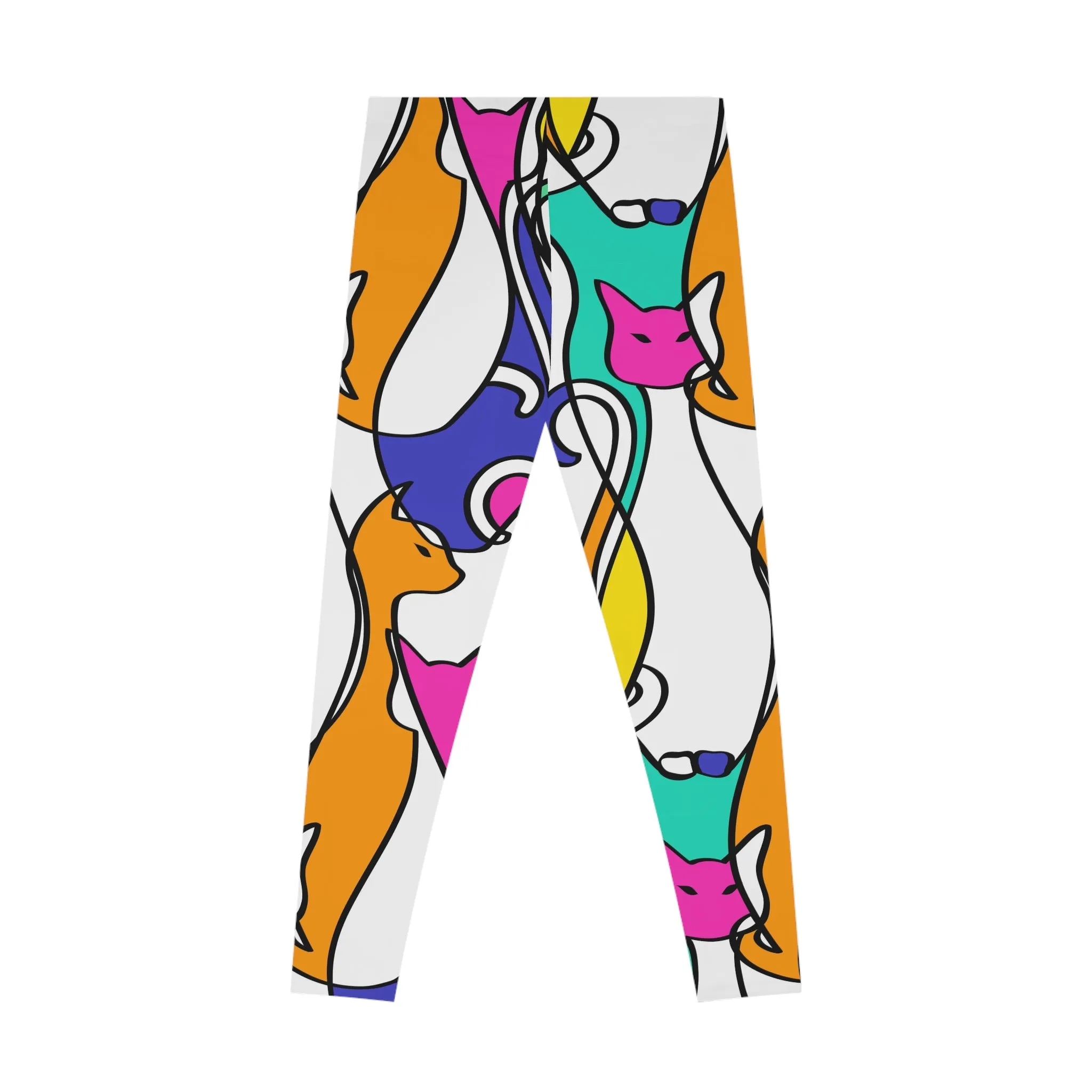 Colorful Cat Pattern Stretchy Leggings for Cat Lovers - Comfortable & Stylish Activewear