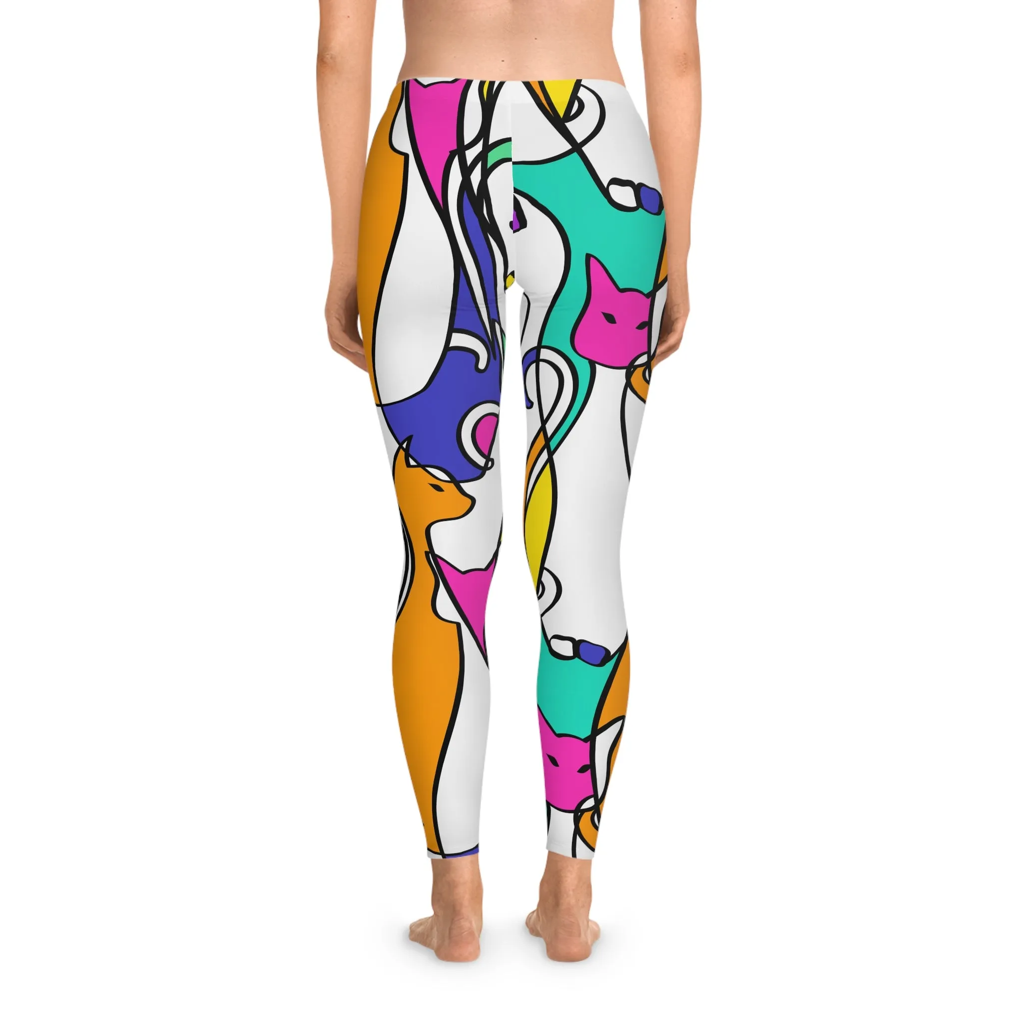 Colorful Cat Pattern Stretchy Leggings for Cat Lovers - Comfortable & Stylish Activewear