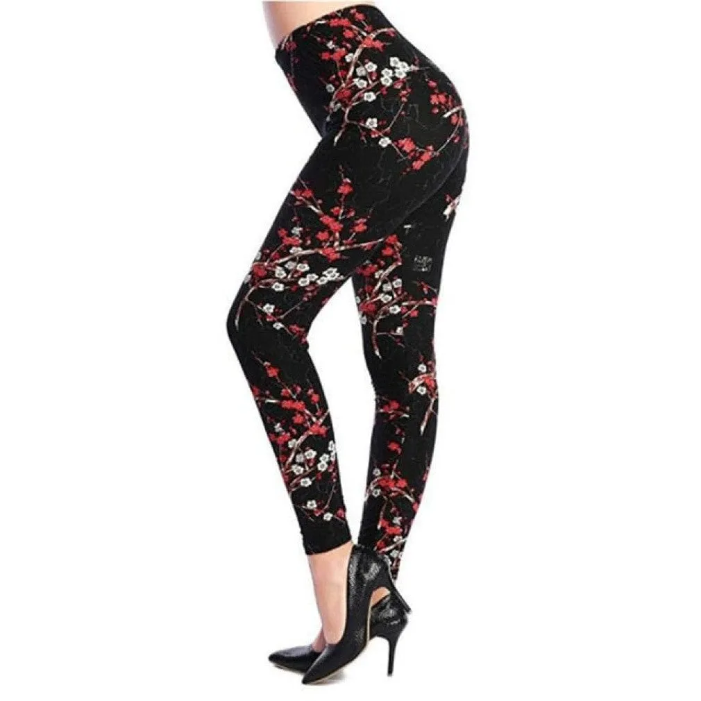 ContiNent 33 Leggings Floral Patterned Print Leggins For Women Leggings Houndstooth Sale Elastic Design Vintage Leggins