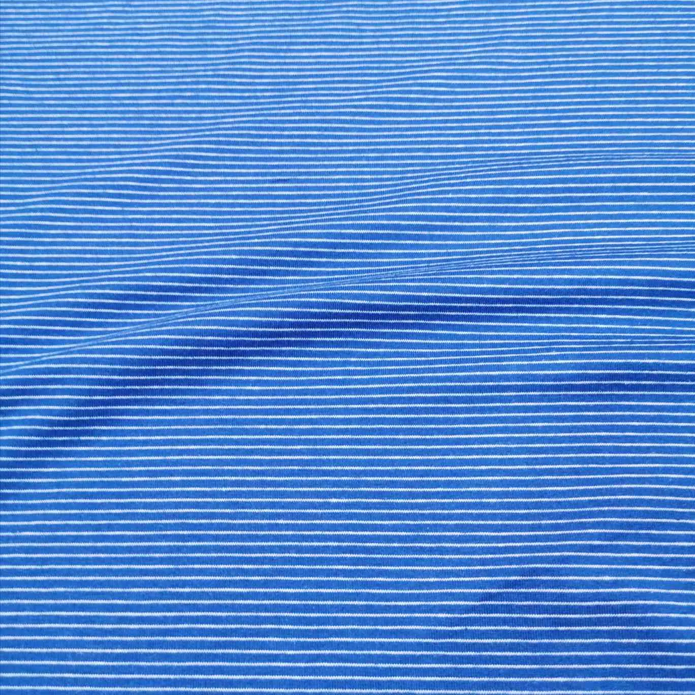 Cotton Jersey, Royal Fine White Stripe