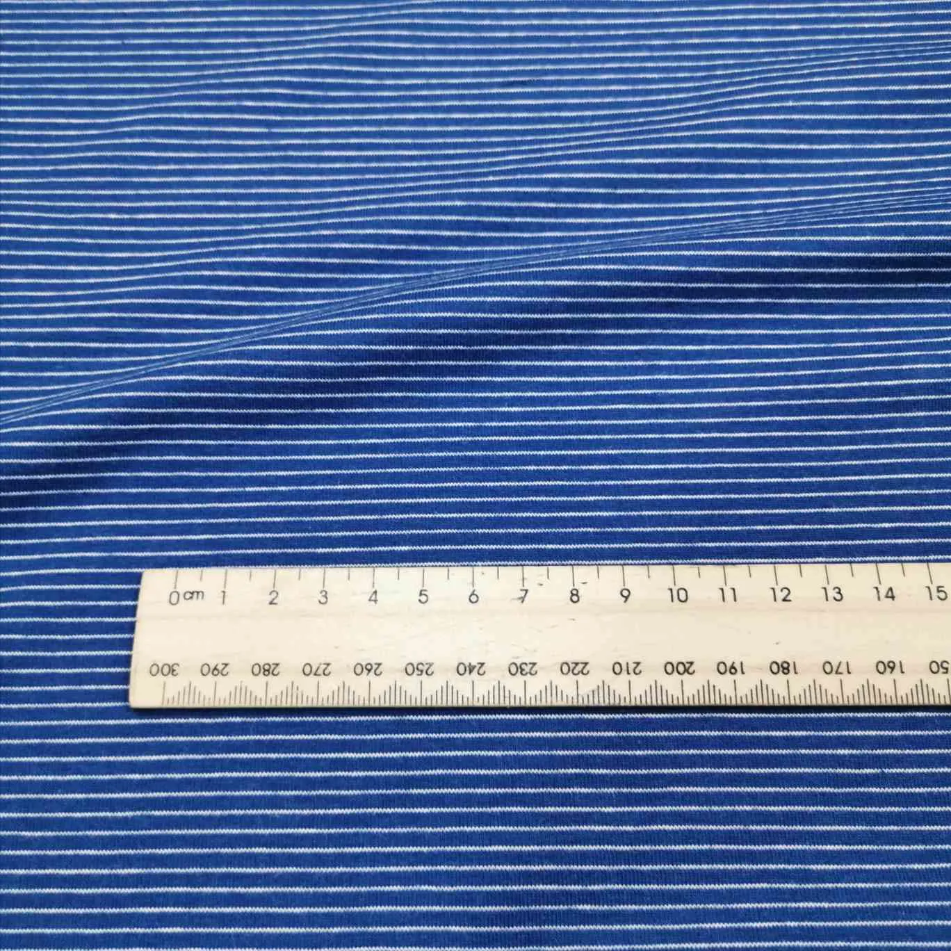 Cotton Jersey, Royal Fine White Stripe