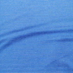Cotton Jersey, Royal Fine White Stripe