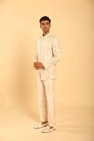 Cream Embroidered Bandhgala