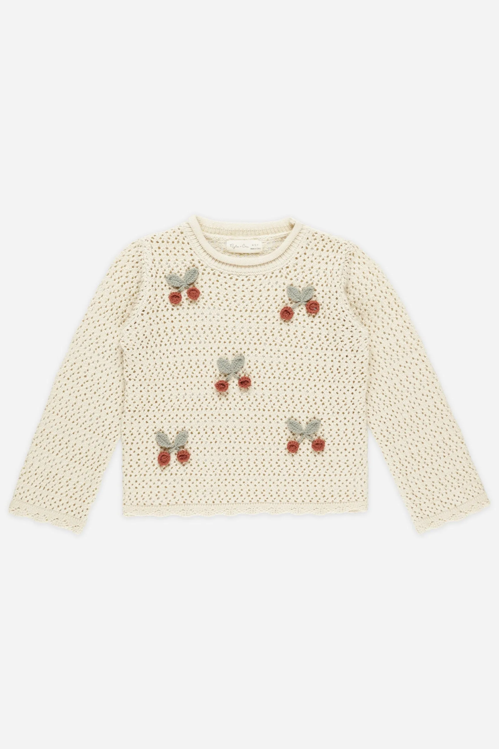 Crochet Knit Pullover | Cherries