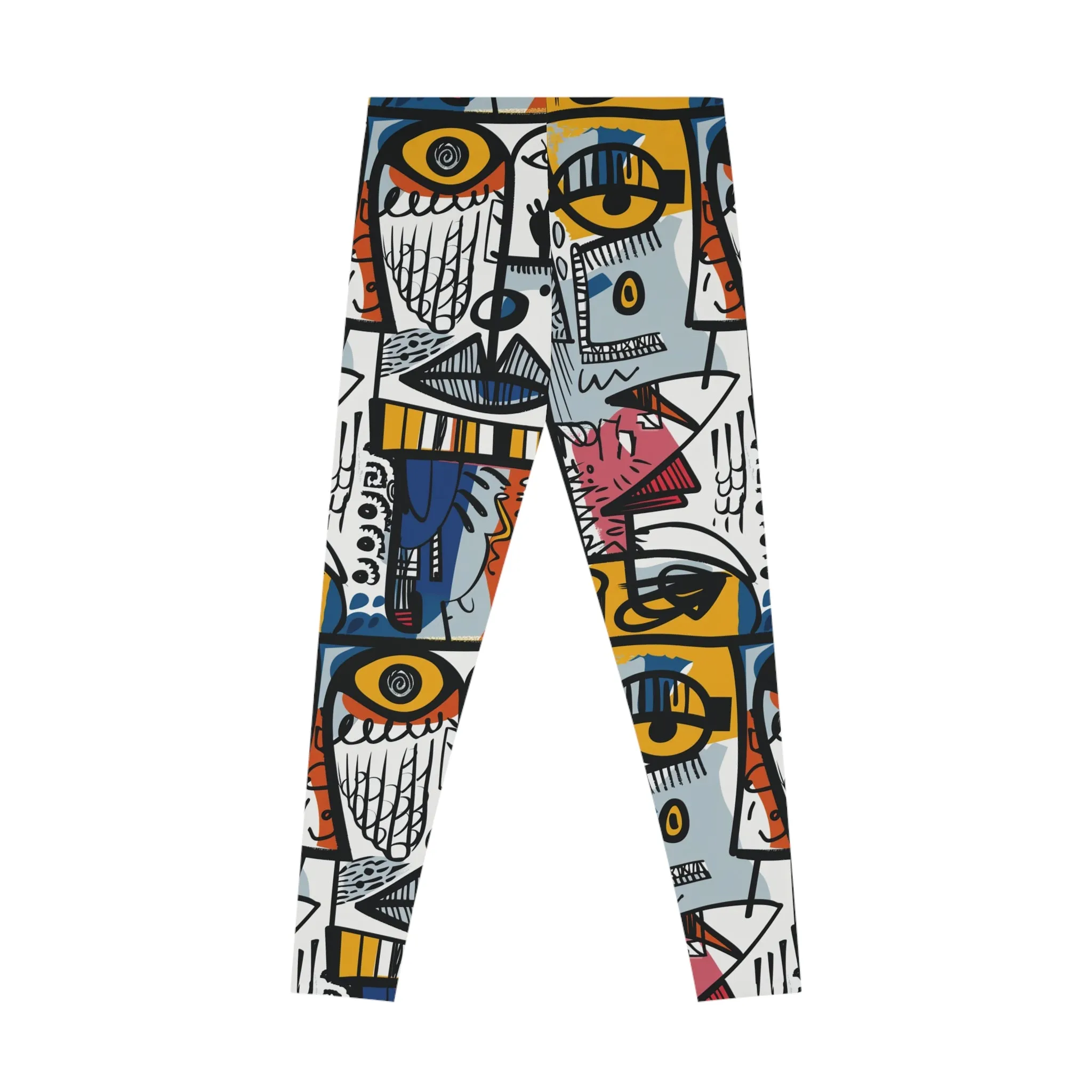 Cubism Vibes Stretchy Leggings for Active Wear & Relaxation