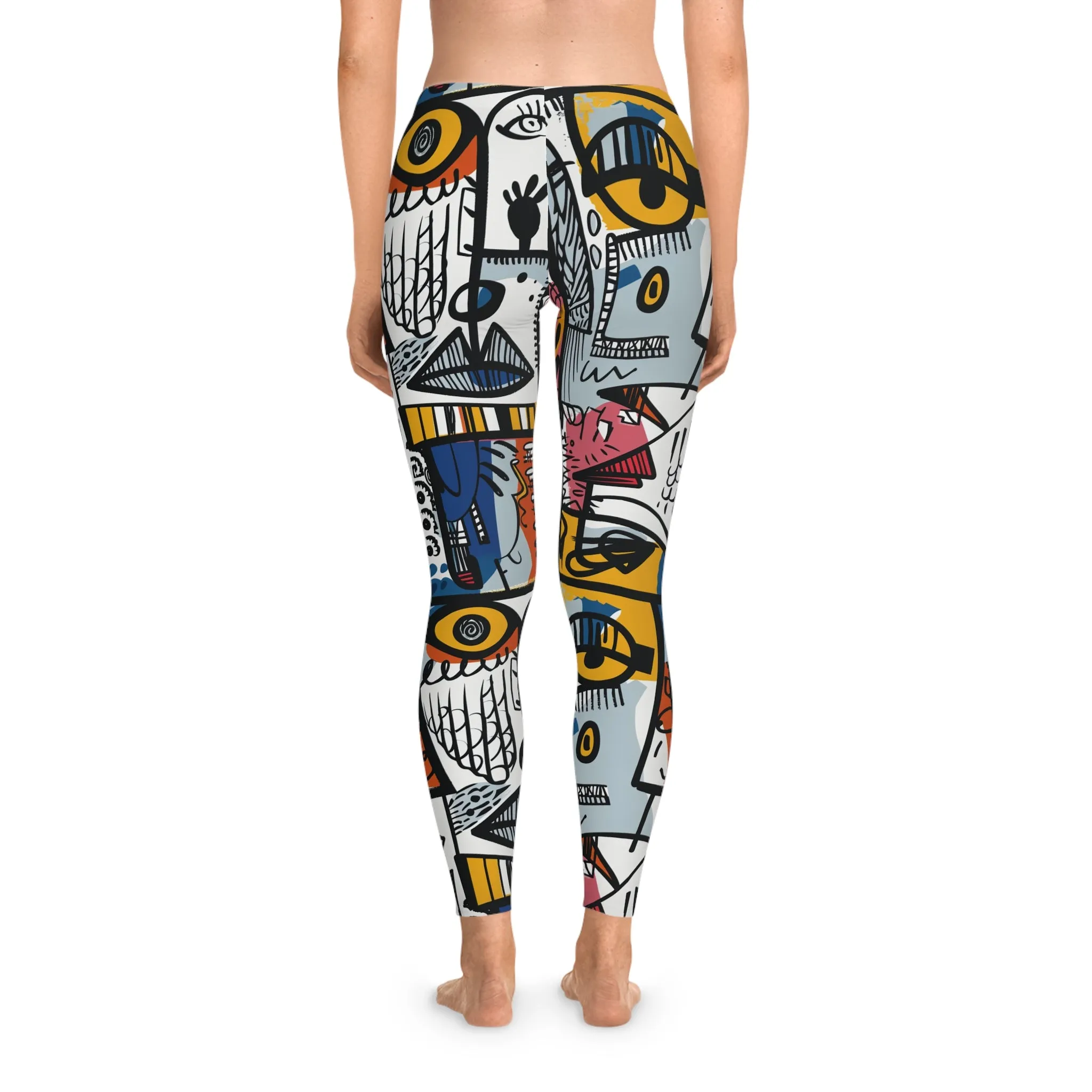 Cubism Vibes Stretchy Leggings for Active Wear & Relaxation