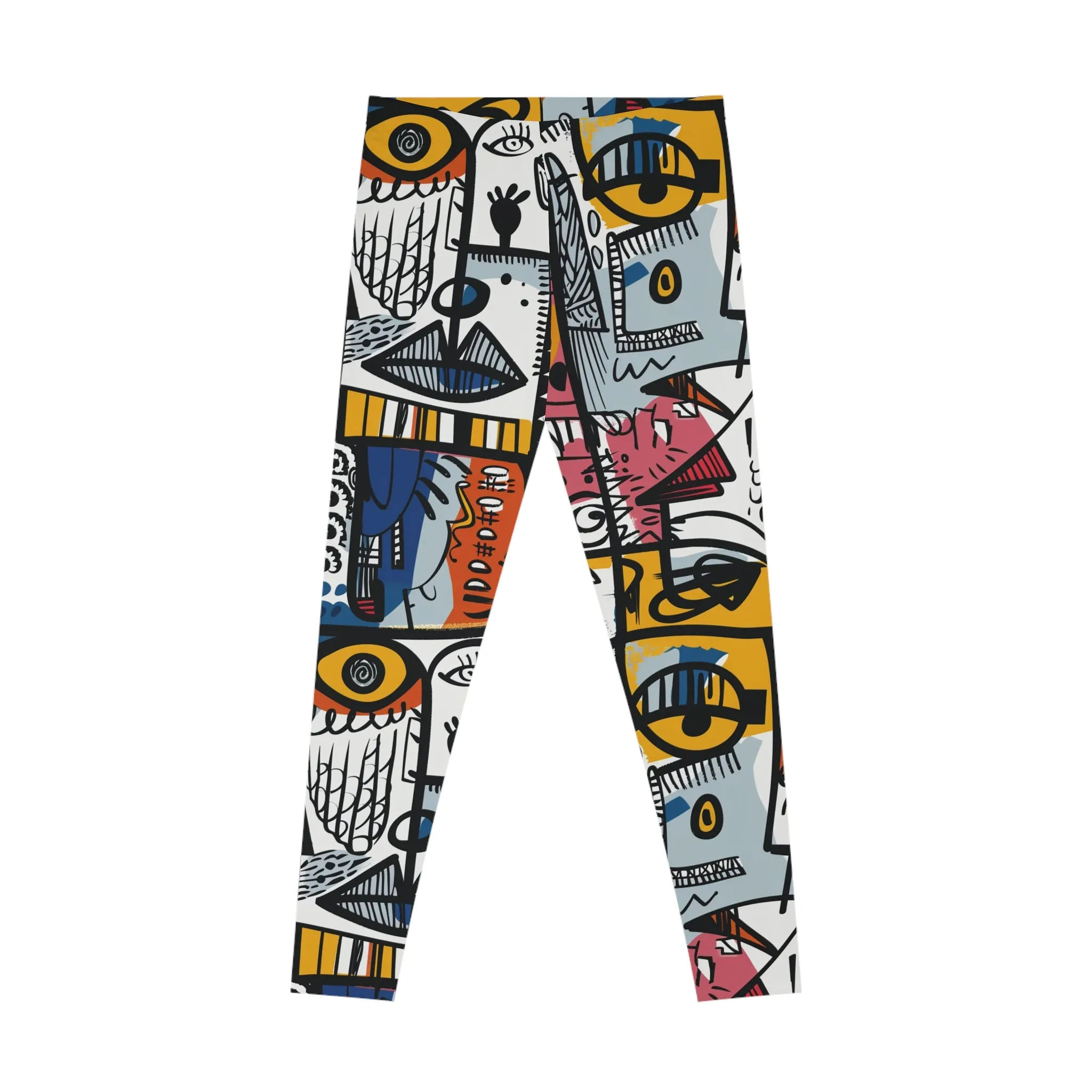 Cubism Vibes Stretchy Leggings for Active Wear & Relaxation