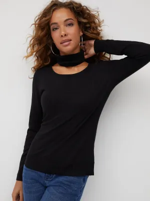 Cut-Out Turtleneck Sweater