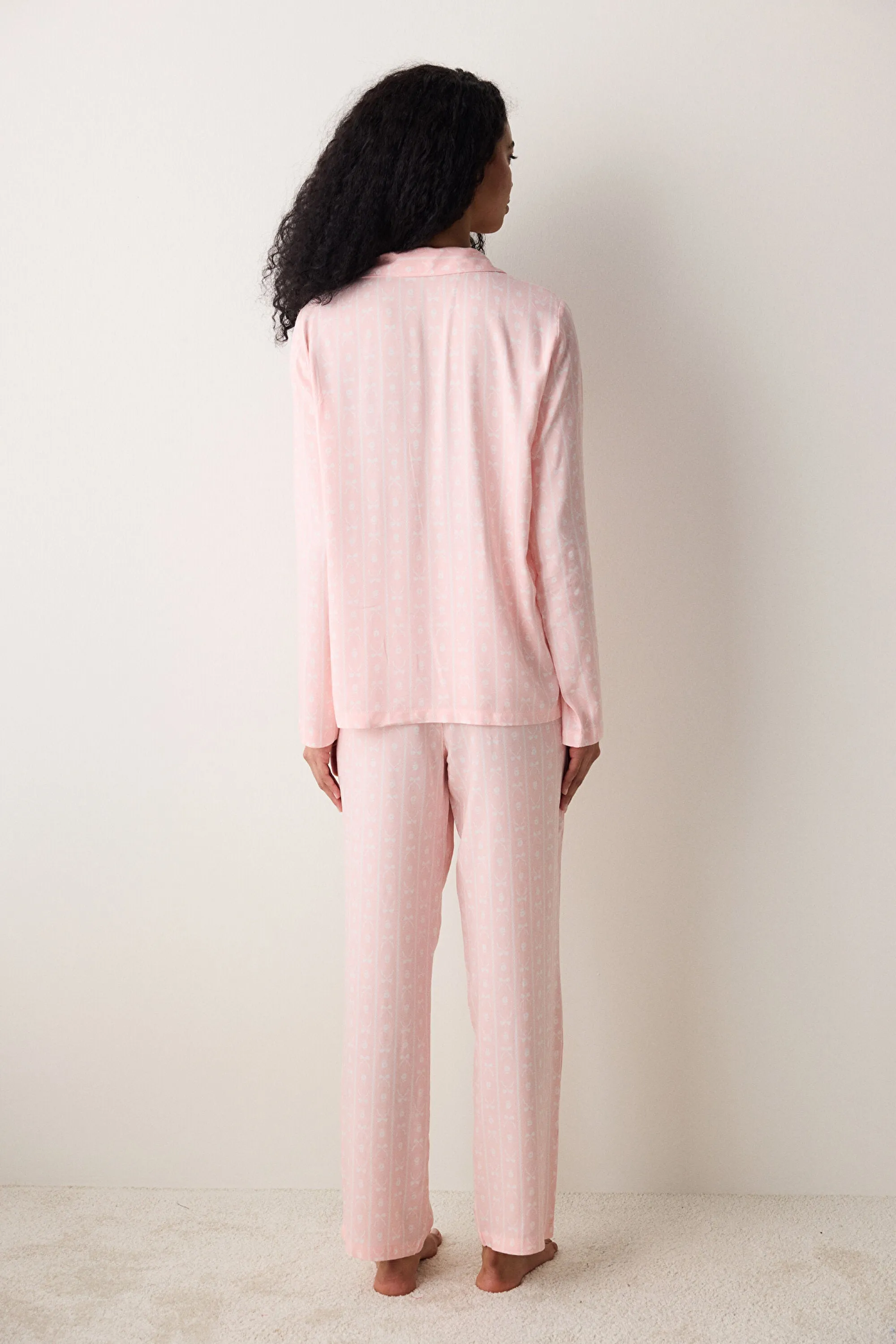Cute Bows Shirt Pants Pajama Set