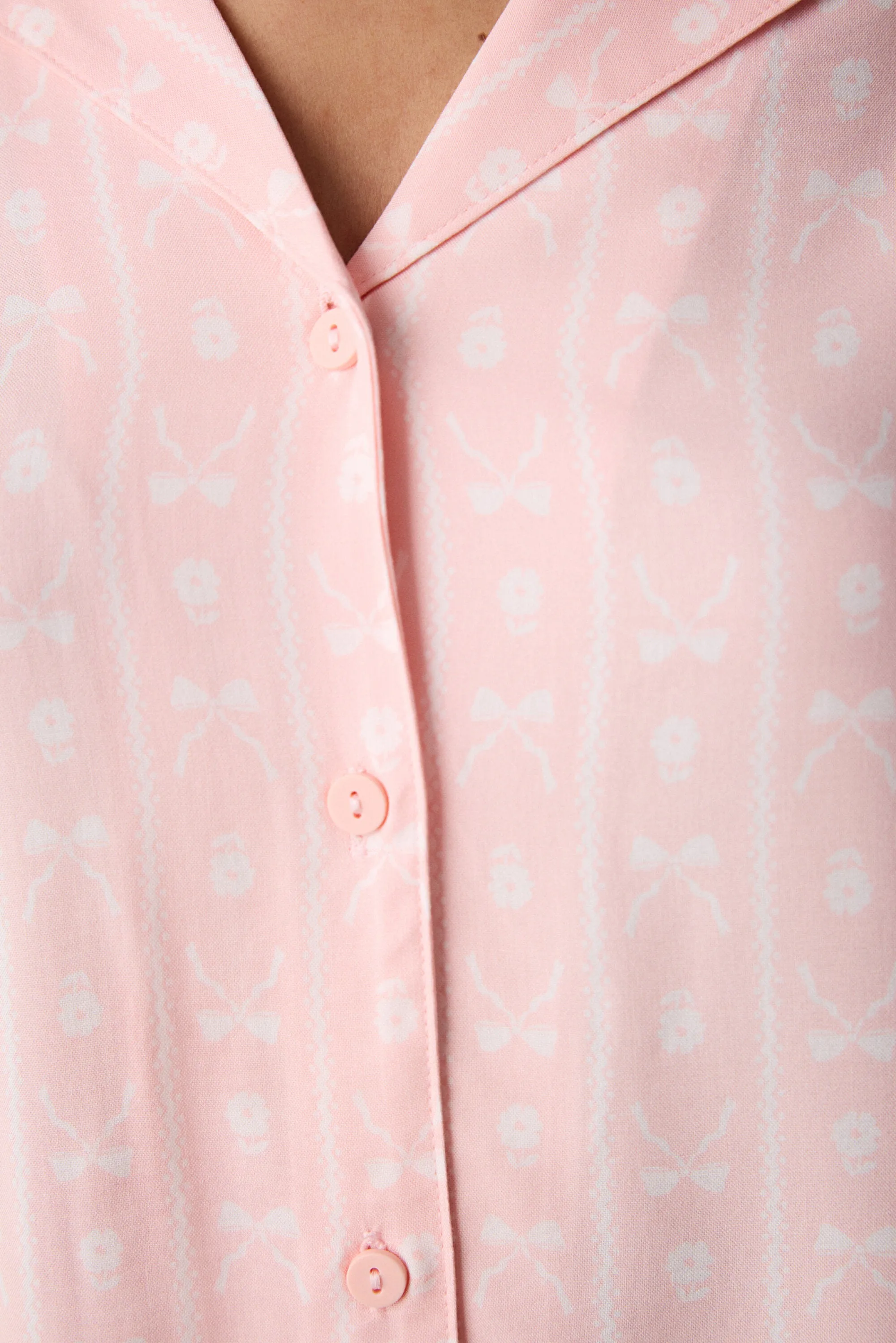 Cute Bows Shirt Pants Pajama Set