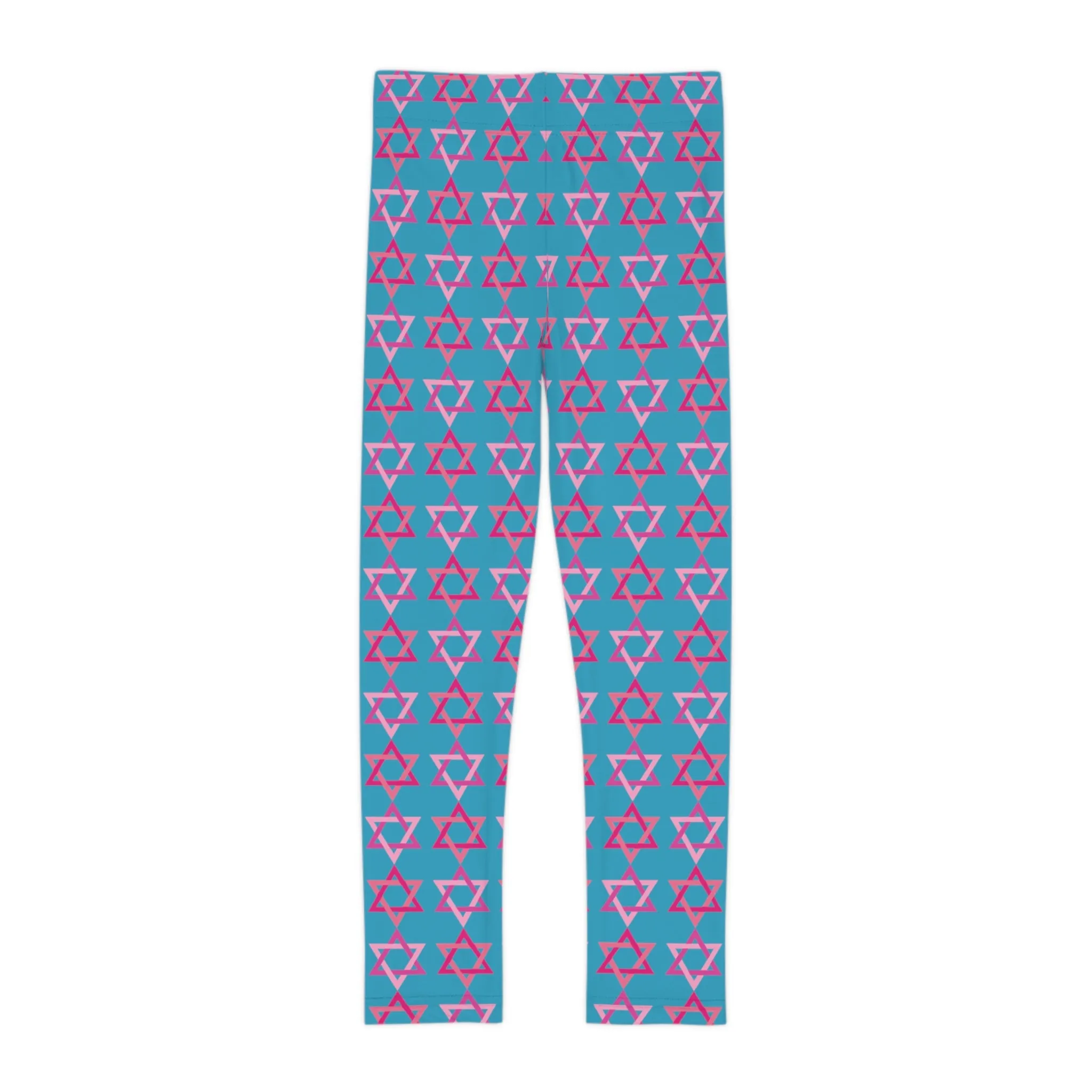 David Pinks Magan David Pattern on Turquoise Kids Leggings