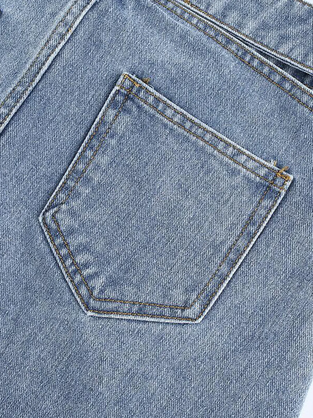 Denim High Waist Cut Out Short Skirt