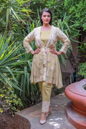 Dijon Yellow Cotton-Net Salwar Kameez Suit