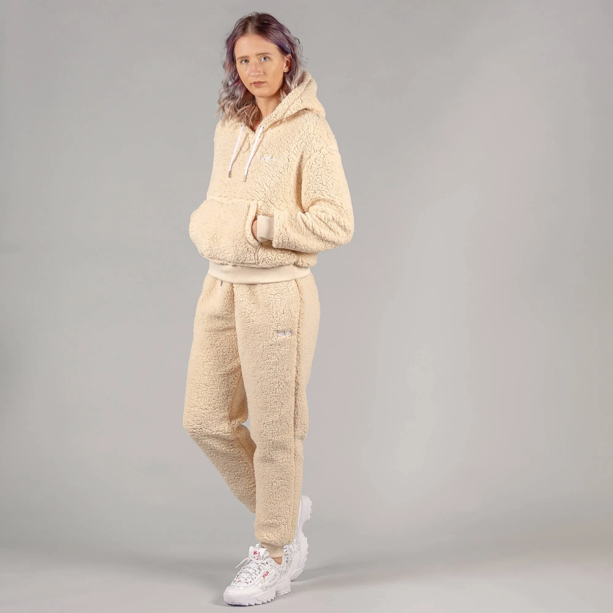 Dámske tepláky Fila YULE sherpa pants bledohnedé