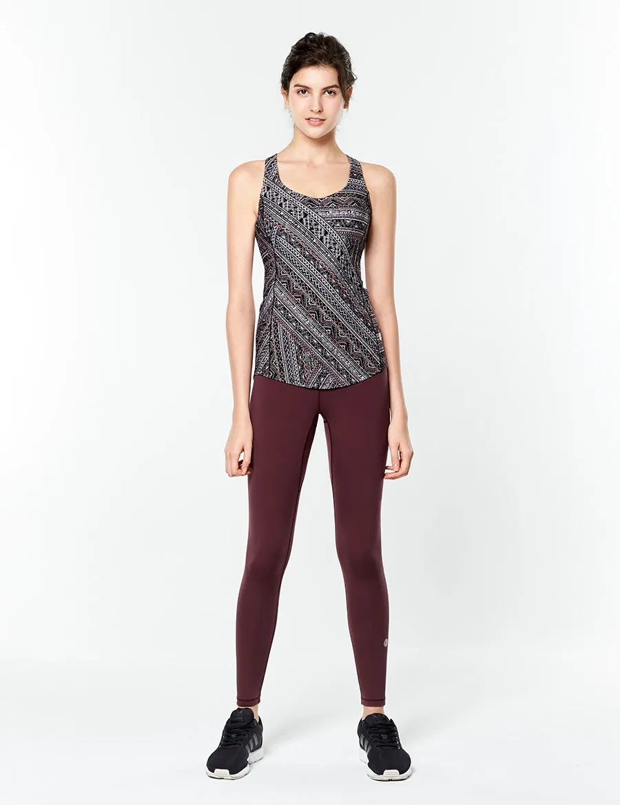 easyoga LESPIRO Glossy Slim Tights2 - R24 Dark Red