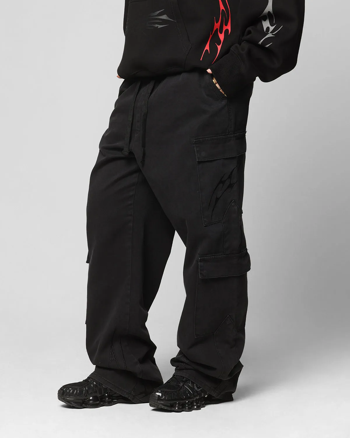 Ed Hardy Electric Cargo Pants Washed Black
