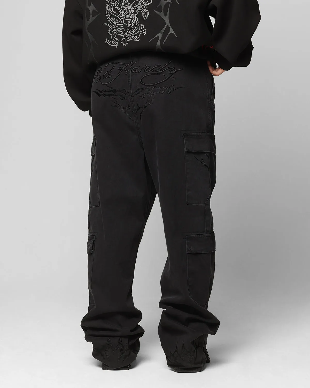 Ed Hardy Electric Cargo Pants Washed Black