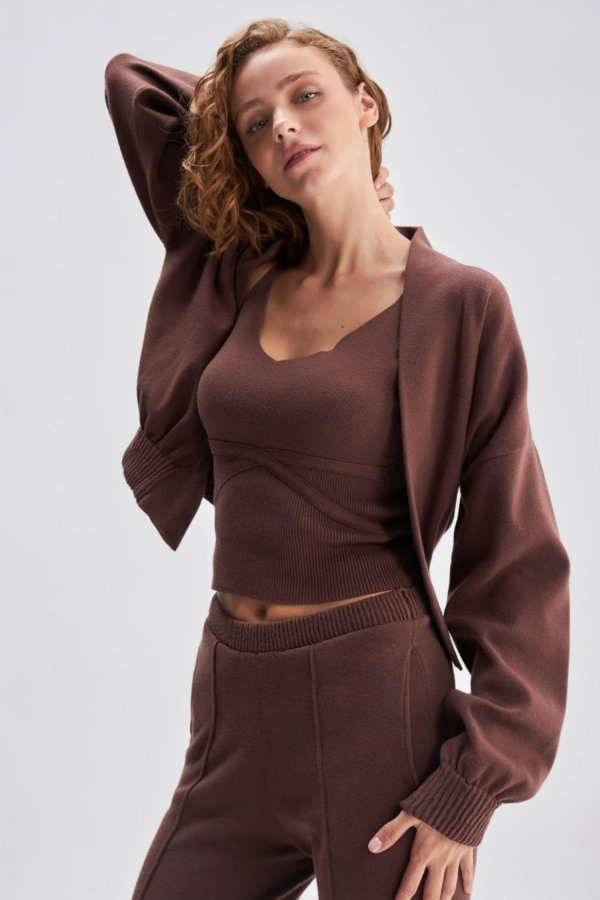 Elastic Detailed Knitwear Jacket