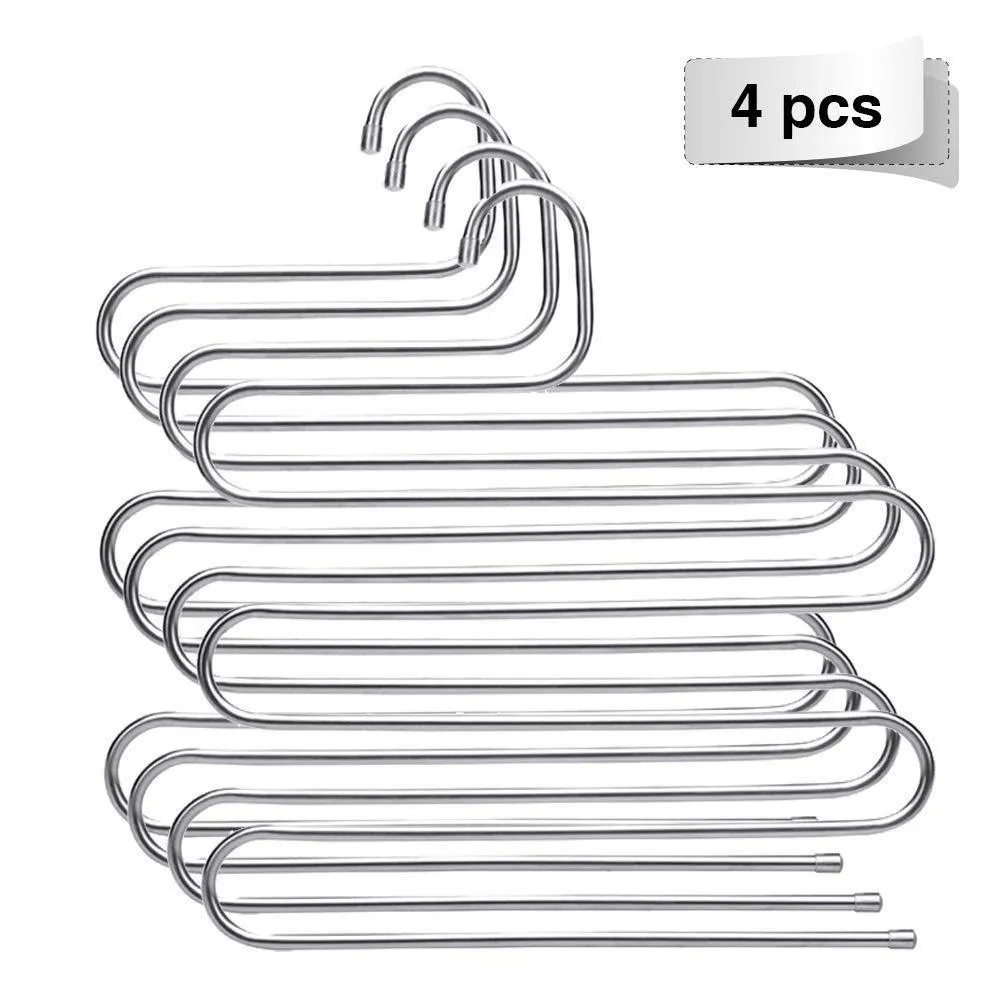 Eleling 5 Layers Pants Clothes Rack S Shape Multi-Purpose Hangers For Trousers Tie Organizer Storage Hanger