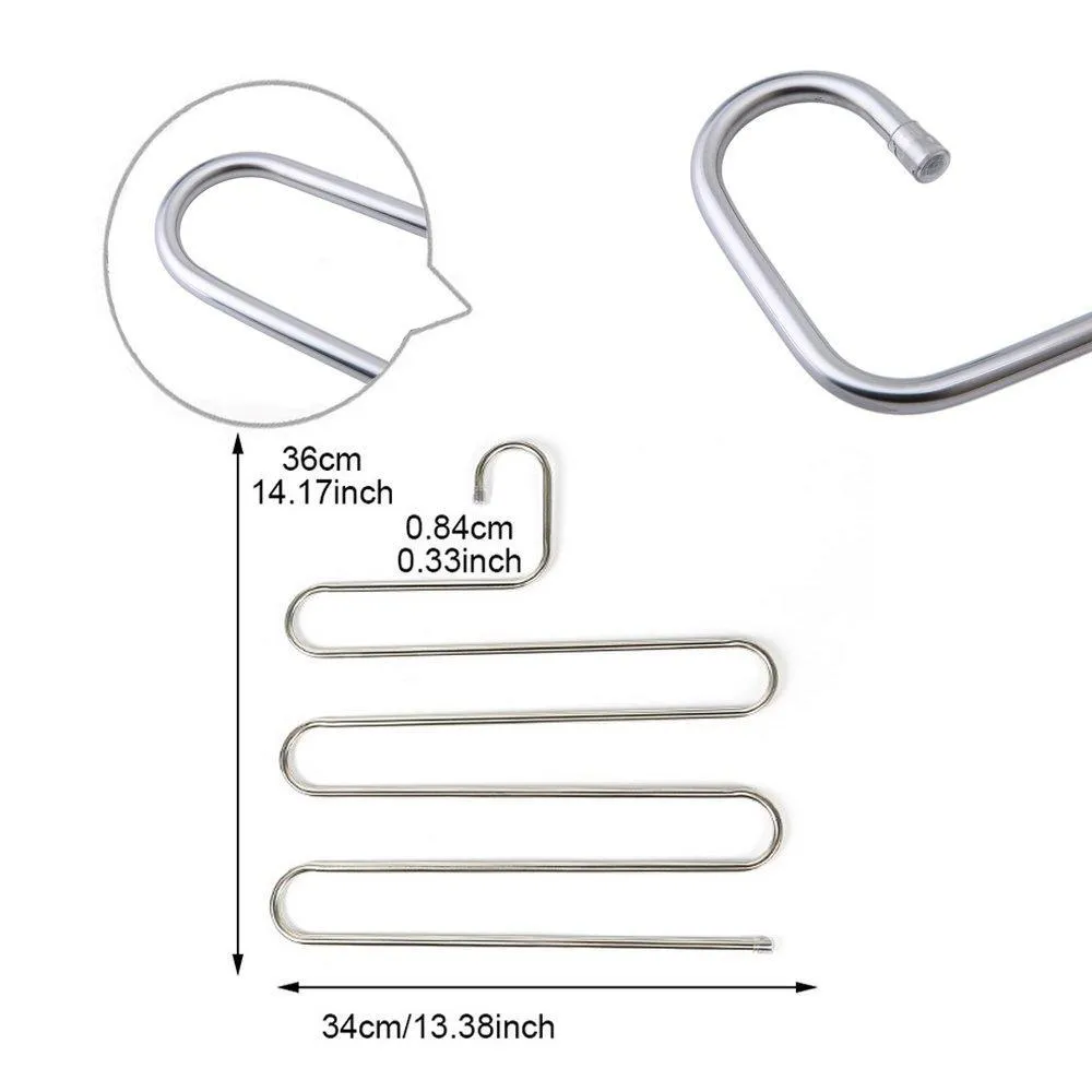 Eleling 5 Layers Pants Clothes Rack S Shape Multi-Purpose Hangers For Trousers Tie Organizer Storage Hanger