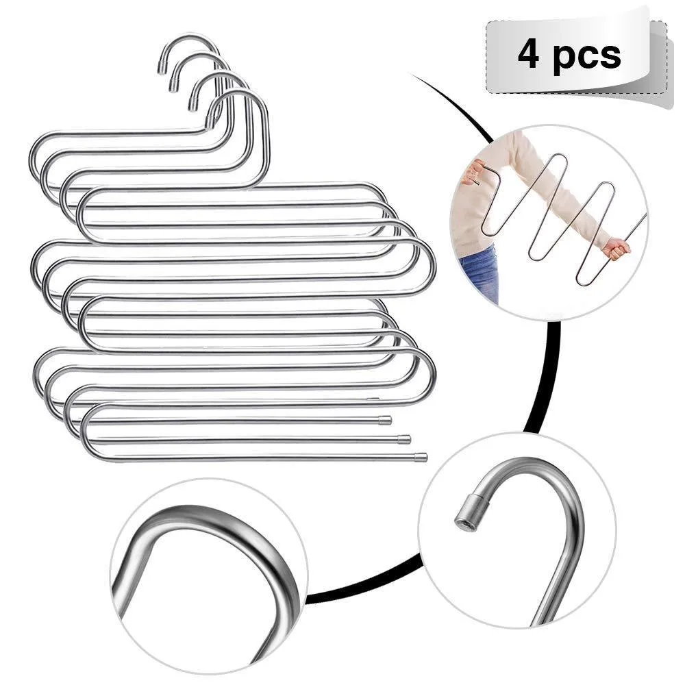Eleling 5 Layers Pants Clothes Rack S Shape Multi-Purpose Hangers For Trousers Tie Organizer Storage Hanger