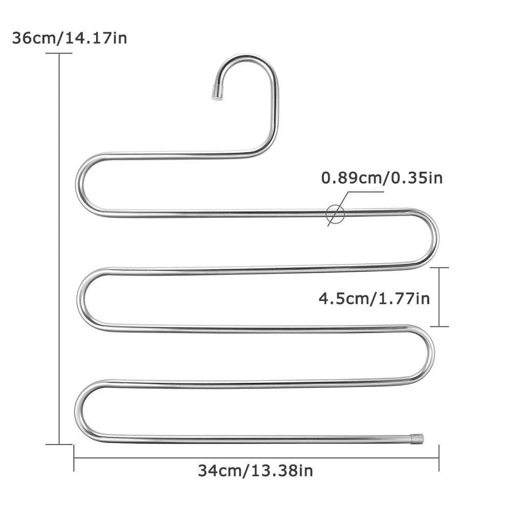 Eleling 5 Layers Pants Clothes Rack S Shape Multi-Purpose Hangers For Trousers Tie Organizer Storage Hanger