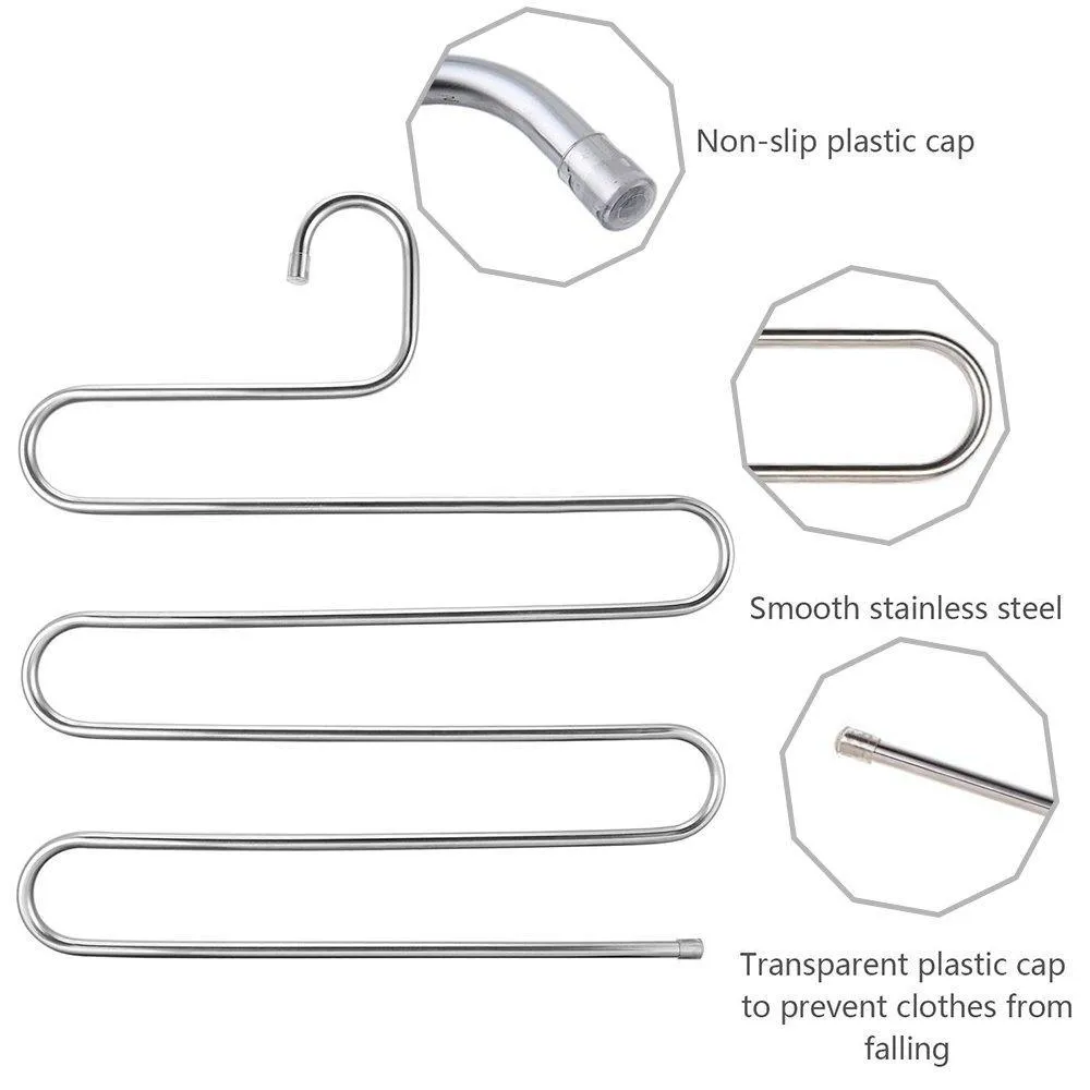 Eleling 5 Layers Pants Clothes Rack S Shape Multi-Purpose Hangers For Trousers Tie Organizer Storage Hanger