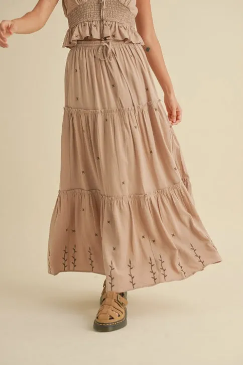 EMDROIDERED TIERED SKIRT