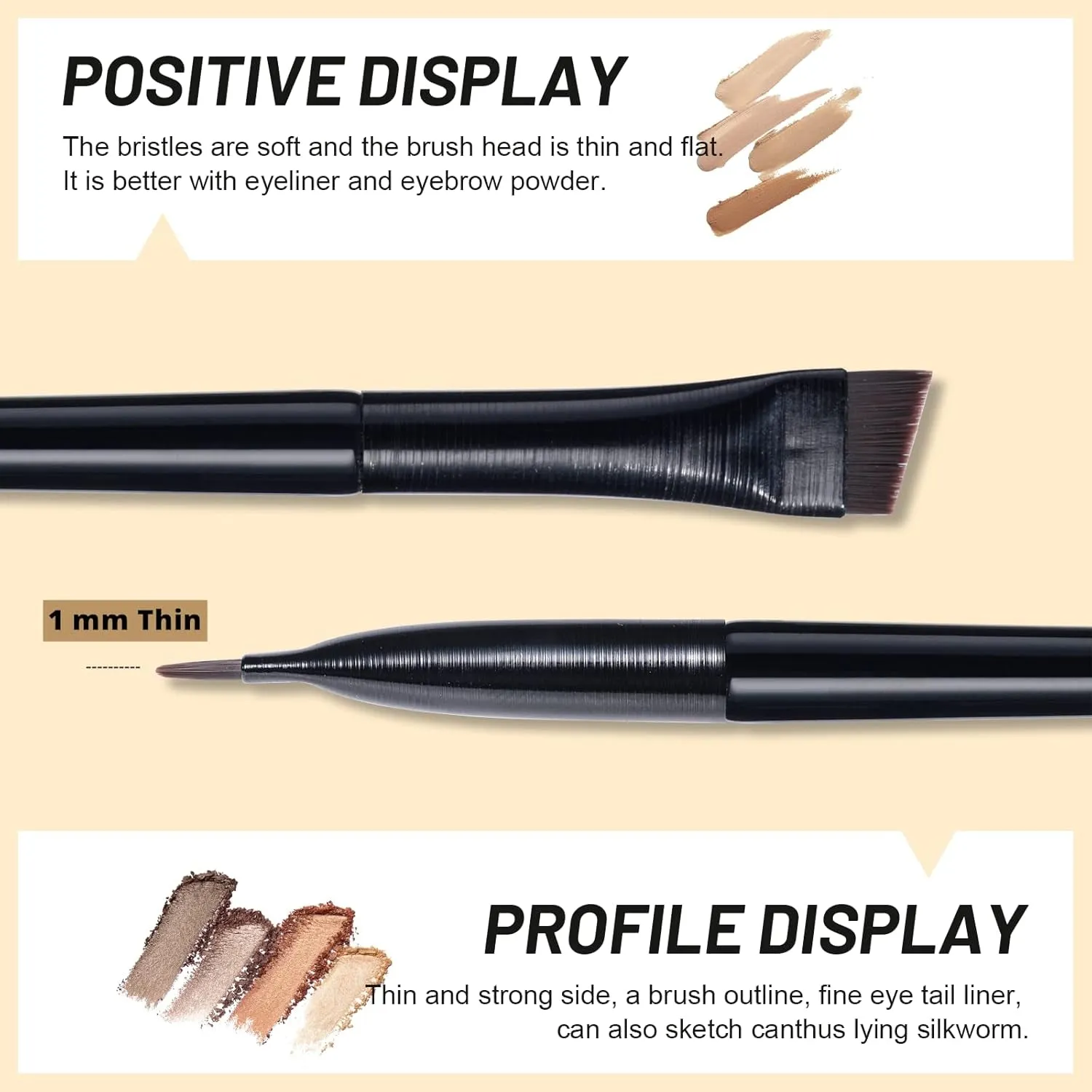 Eyebrow Brush Extra Thin Eyeliber Brush for Concealer, Outlining Eyebrows, Eyelid for Liner，Pack of 2