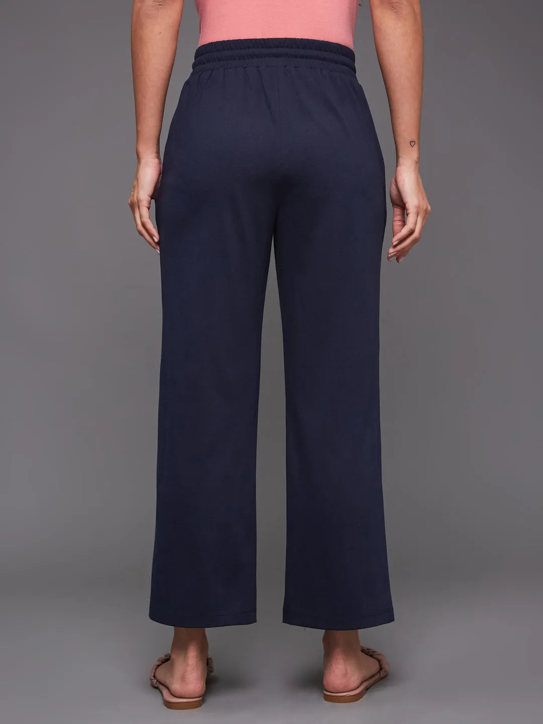 EYELET DRAWSTRING BOTTOM- NAVY