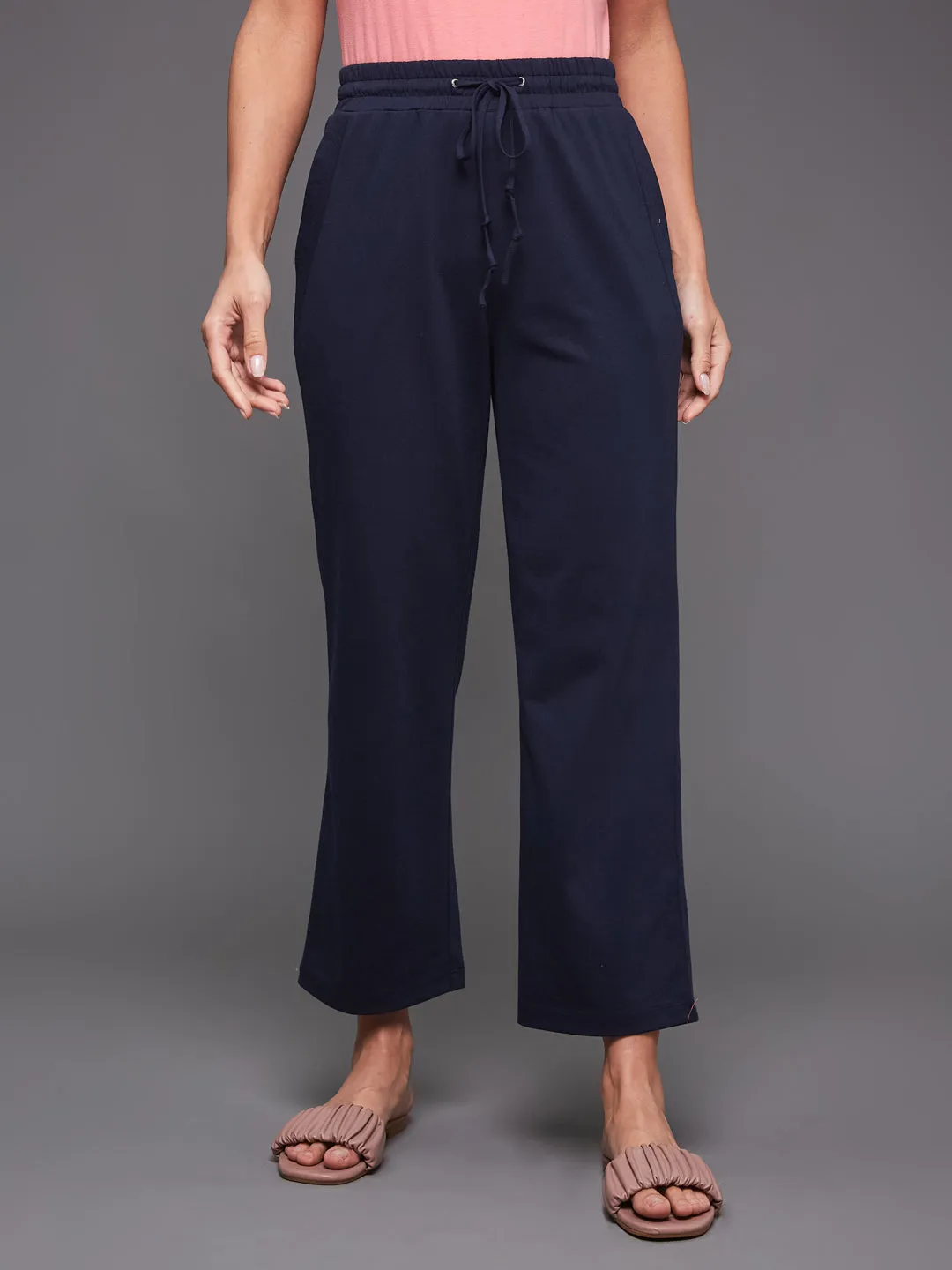 EYELET DRAWSTRING BOTTOM- NAVY