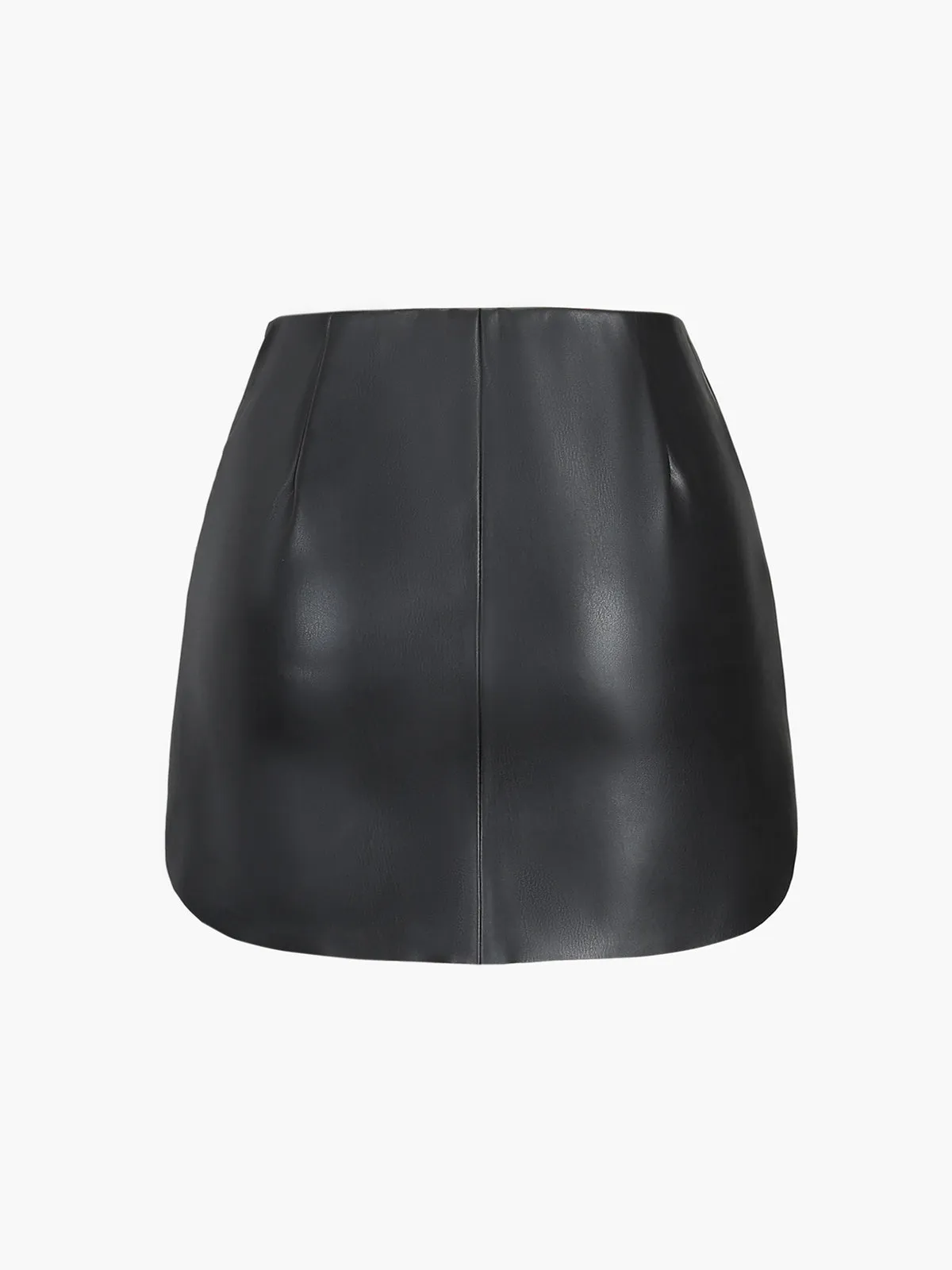 Faux Leather Zippered Mini Skirt