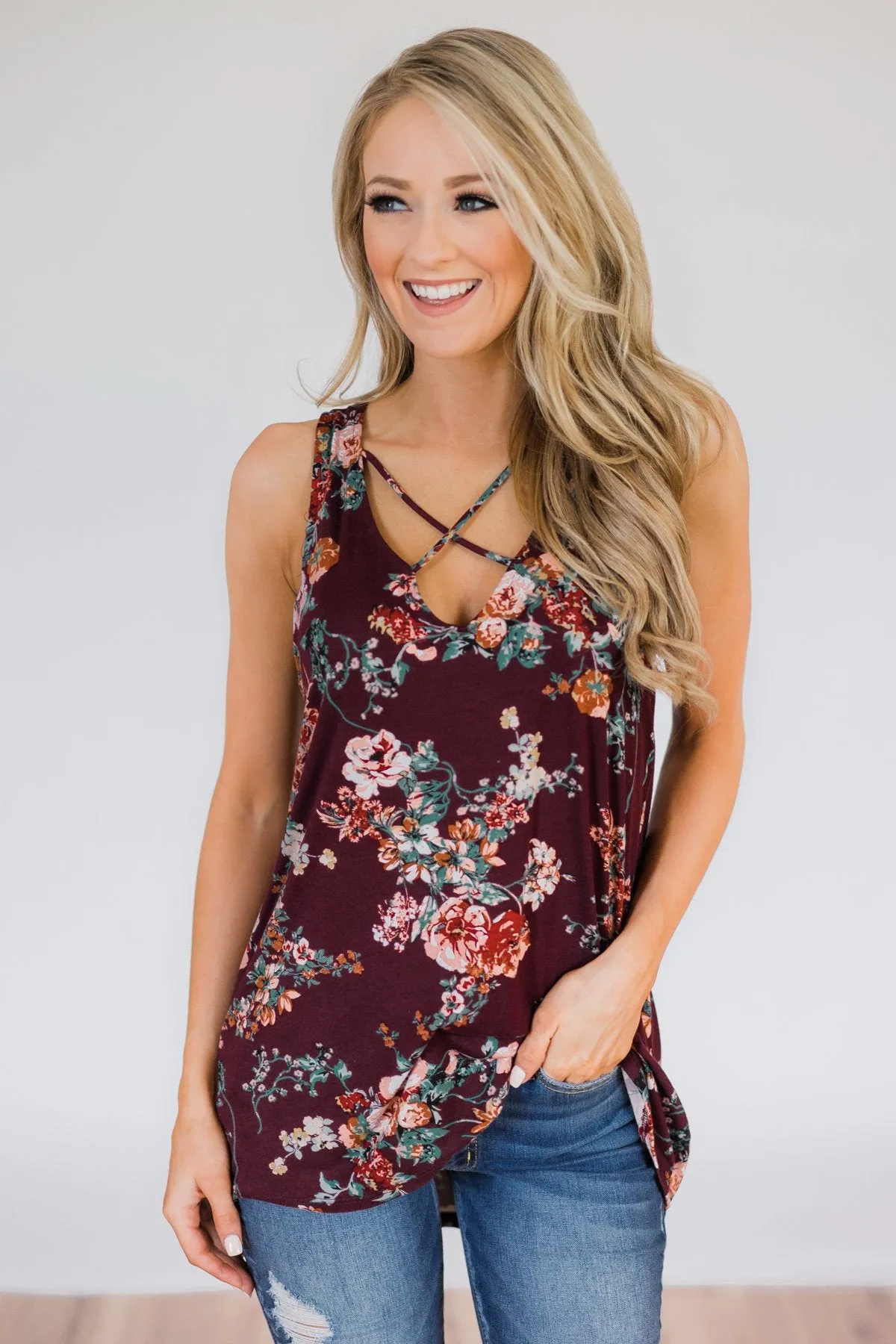 Feeling Fantastic in Floral- Burgundy