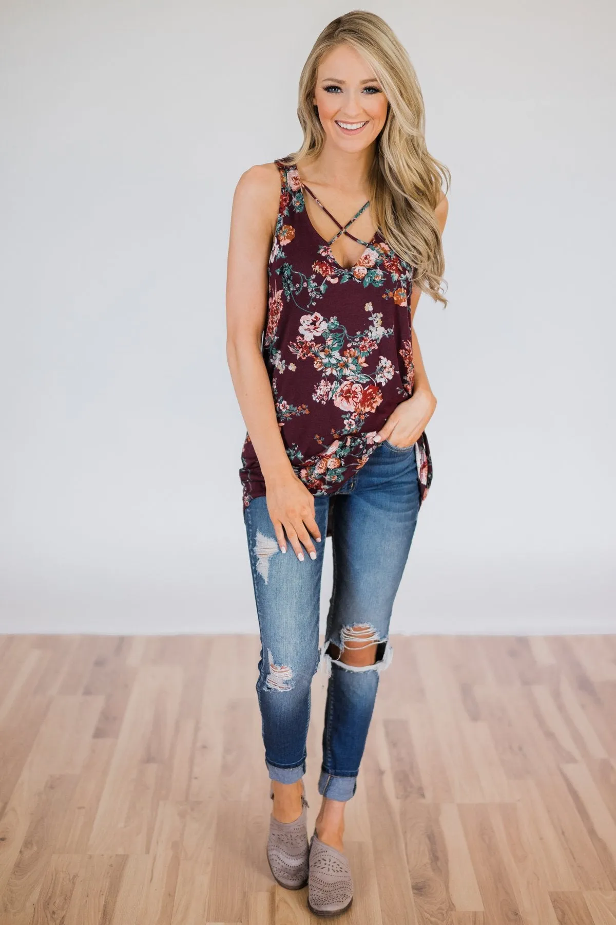 Feeling Fantastic in Floral- Burgundy
