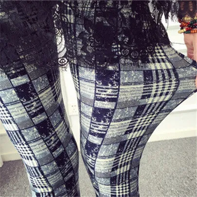 Female Leggings leggins Spring Autumn Graffiti Flowers Soft Graffiti Printed Women Mid Waist Slim Sportswear Pant K092