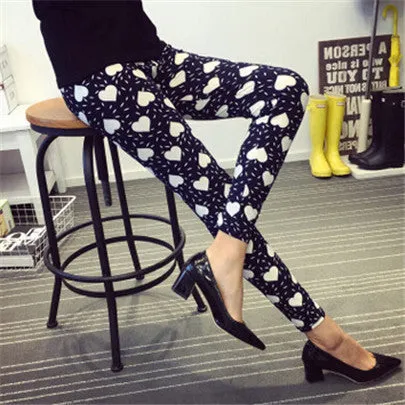 Female Leggings leggins Spring Autumn Graffiti Flowers Soft Graffiti Printed Women Mid Waist Slim Sportswear Pant K092