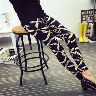 Female Leggings leggins Spring Autumn Graffiti Flowers Soft Graffiti Printed Women Mid Waist Slim Sportswear Pant K092
