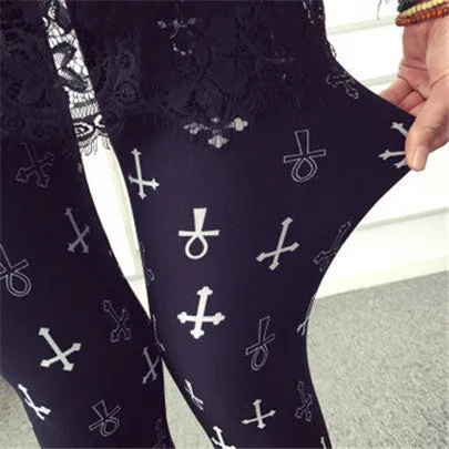 Female Leggings leggins Spring Autumn Graffiti Flowers Soft Graffiti Printed Women Mid Waist Slim Sportswear Pant K092