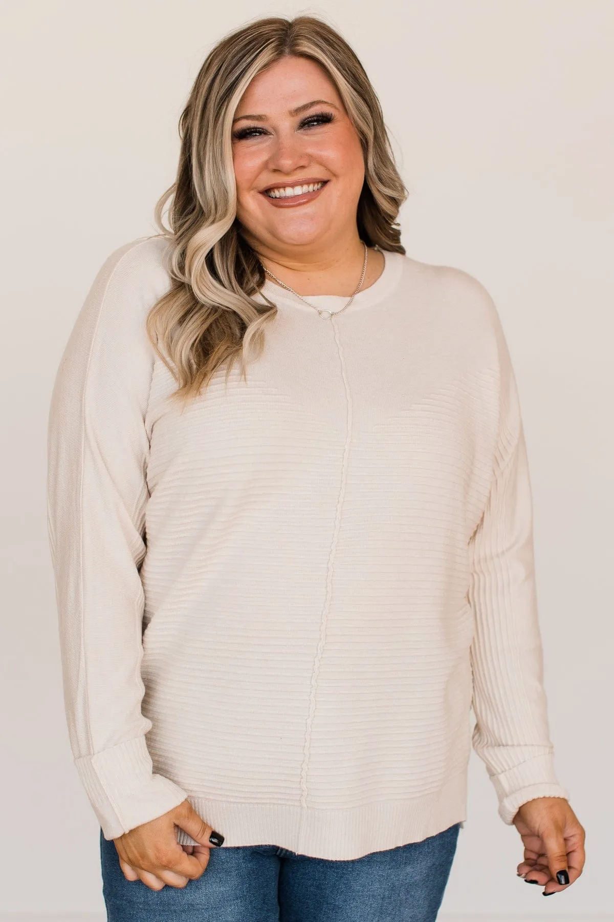 Finding Truth Relaxed Knit Sweater- Light Cream