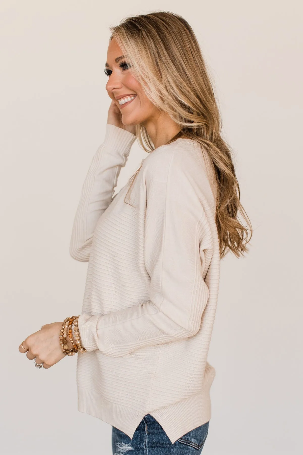 Finding Truth Relaxed Knit Sweater- Light Cream