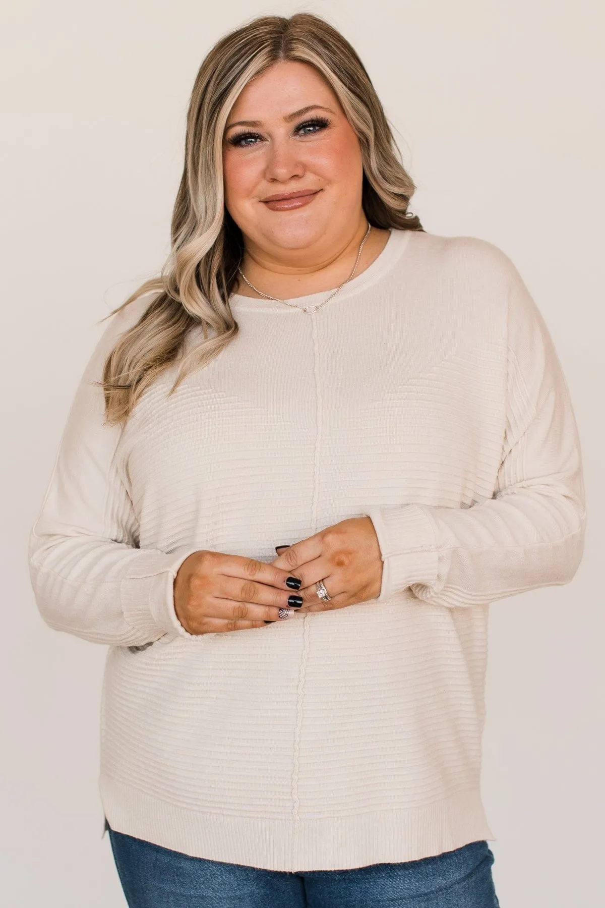 Finding Truth Relaxed Knit Sweater- Light Cream