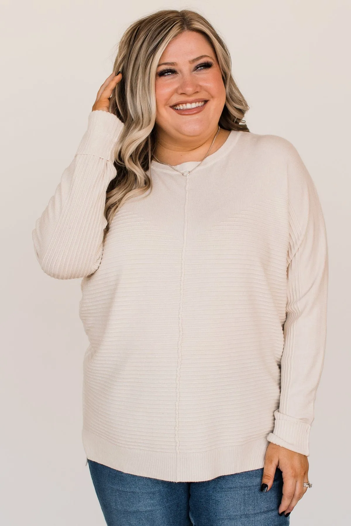 Finding Truth Relaxed Knit Sweater- Light Cream