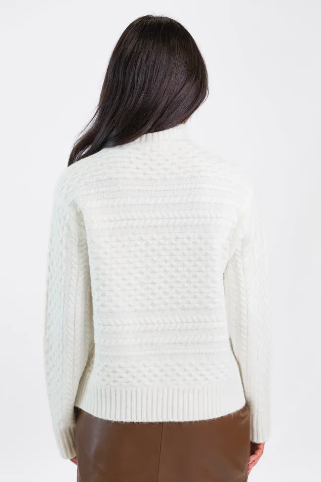 Fireside Moment Ivory Cable Knit Mock Neck Sweater  FINAL SALE