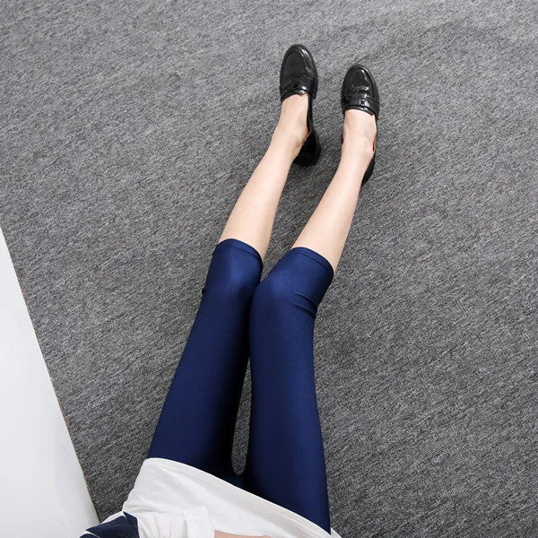 Fluorescent Seven-point Leggings Shiny Solid Color Gloss Pants