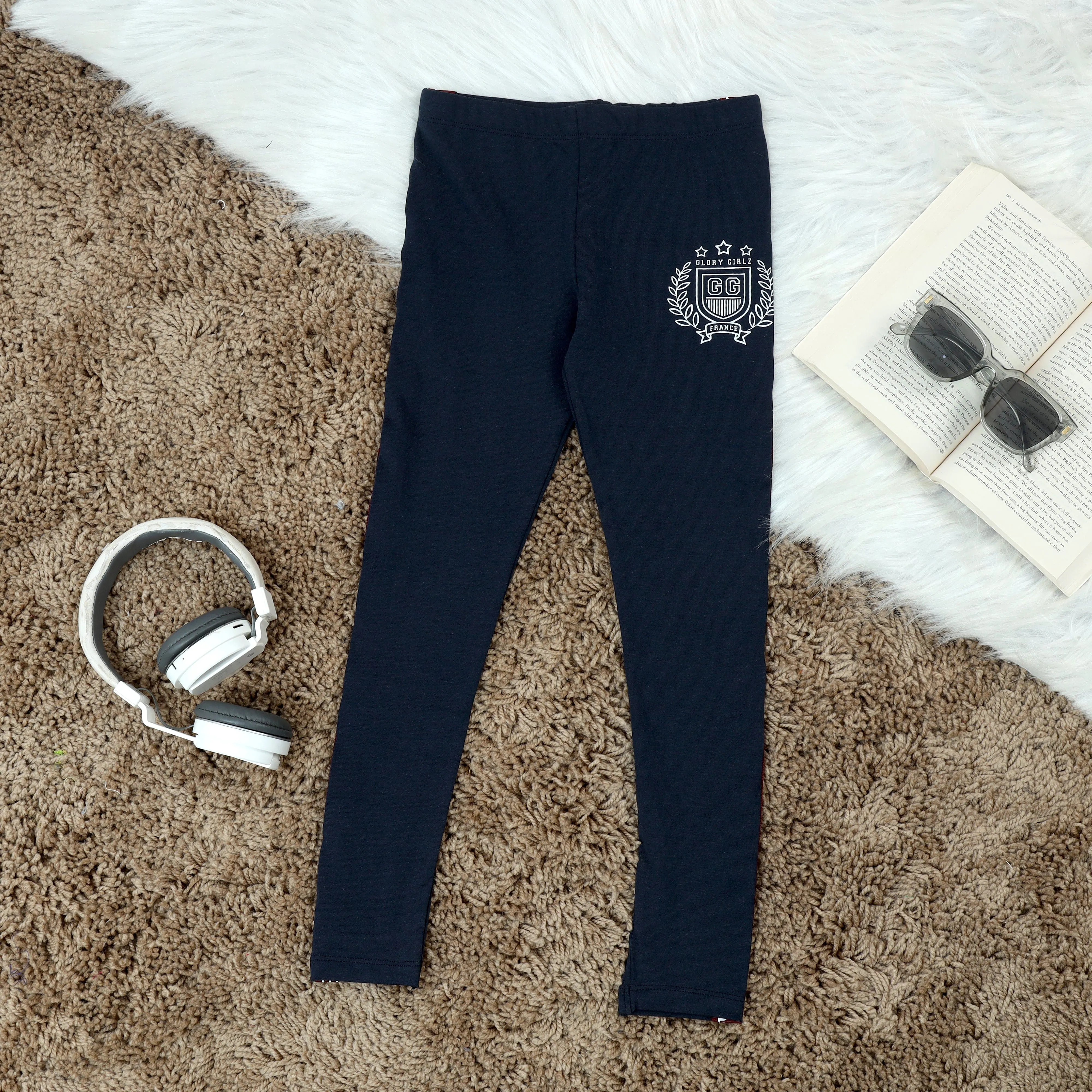 GG Deep Navy Track Pants For Girls
