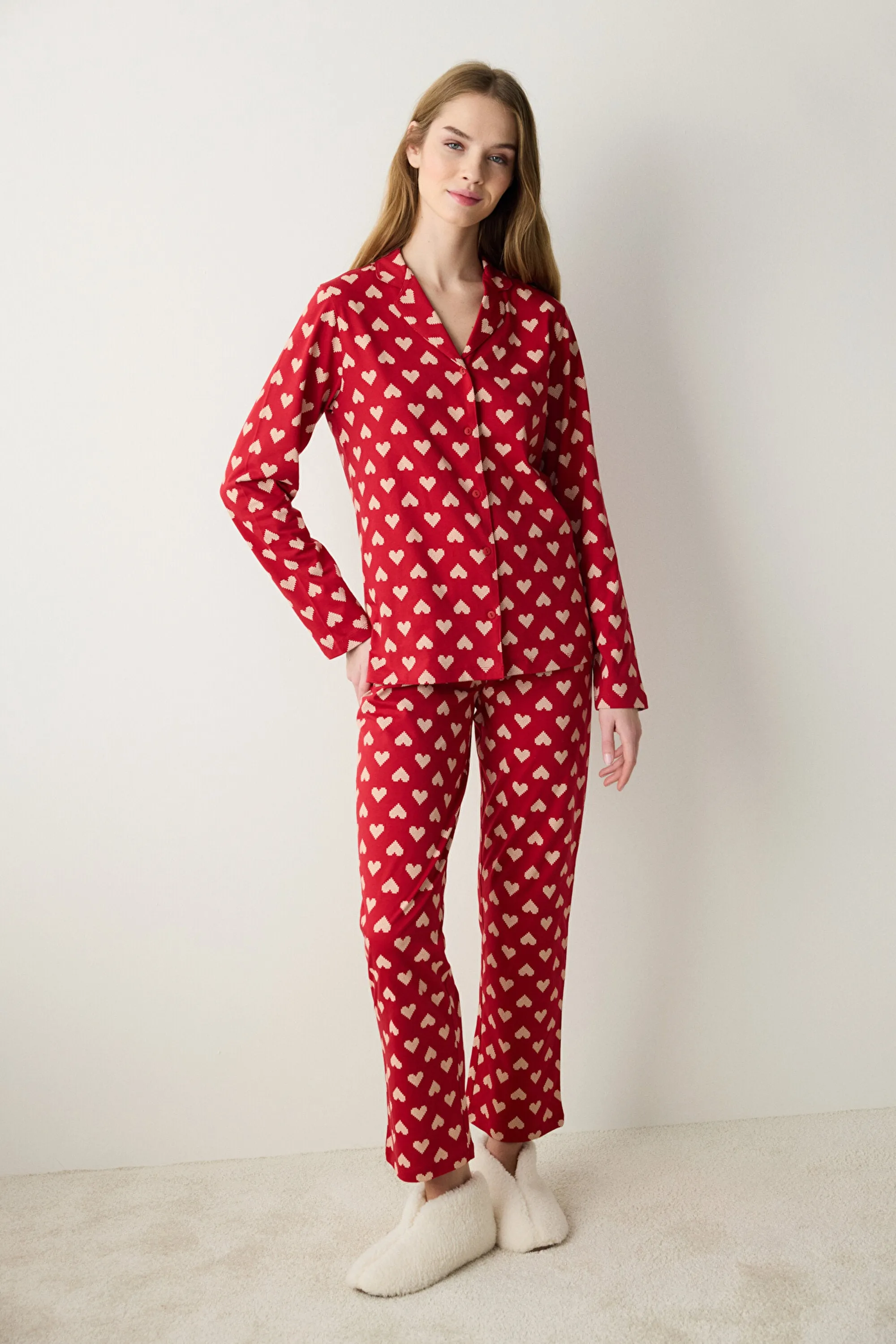 Gift Tiny Hearts Red Shirt Pants Pajama Set
