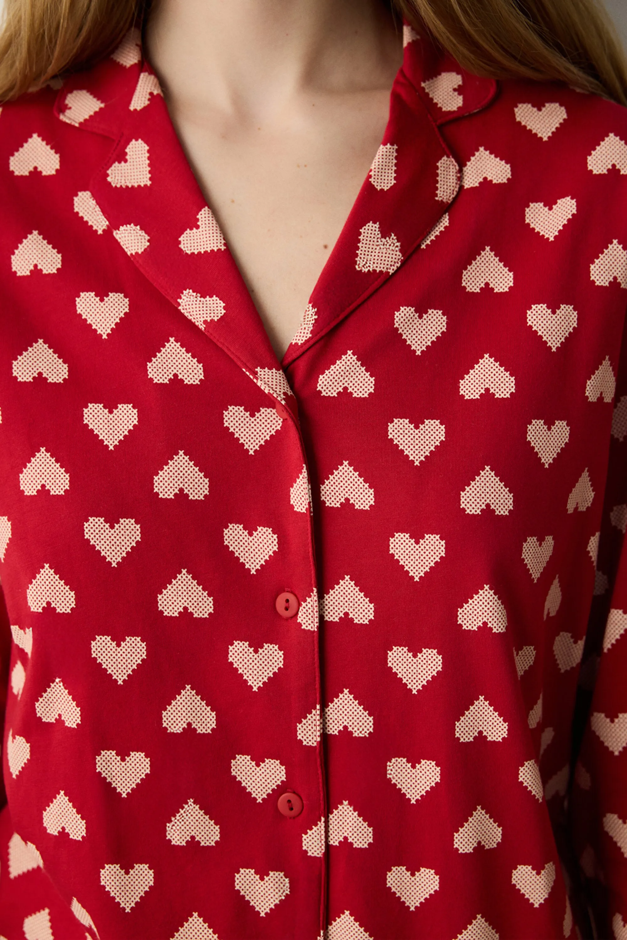 Gift Tiny Hearts Red Shirt Pants Pajama Set