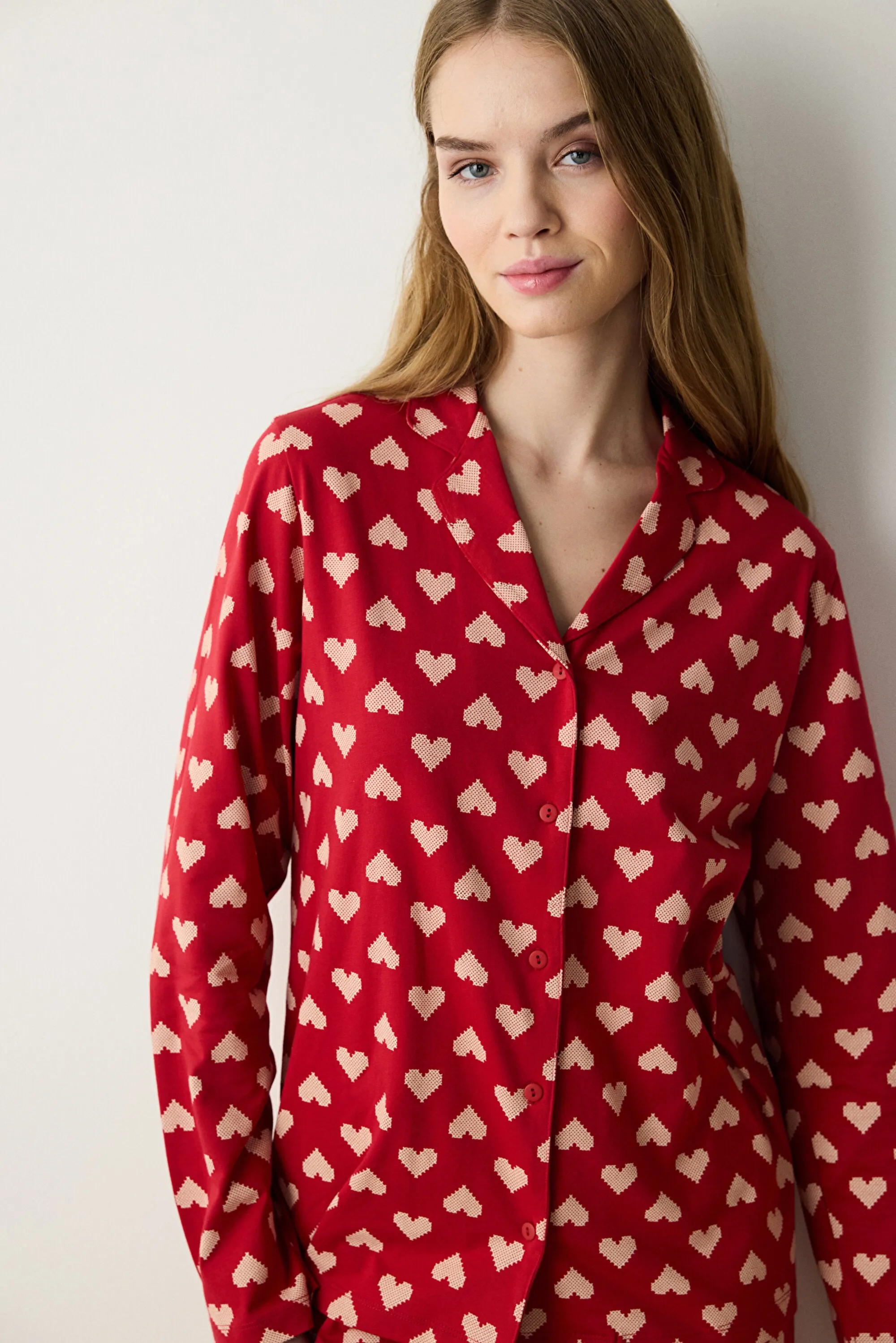 Gift Tiny Hearts Red Shirt Pants Pajama Set