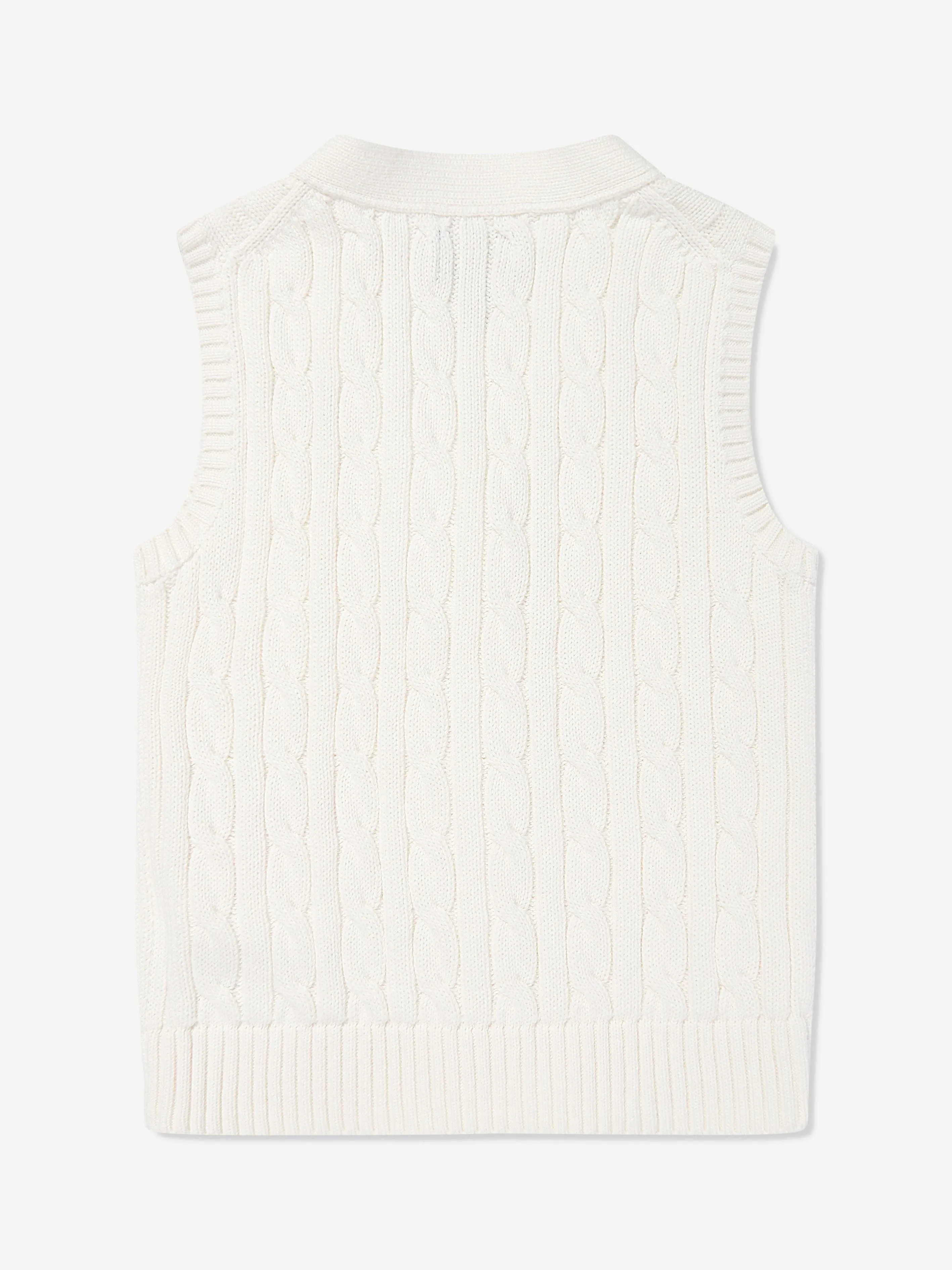 Girls Cable Knit Jumper Waistcoat in Ivory