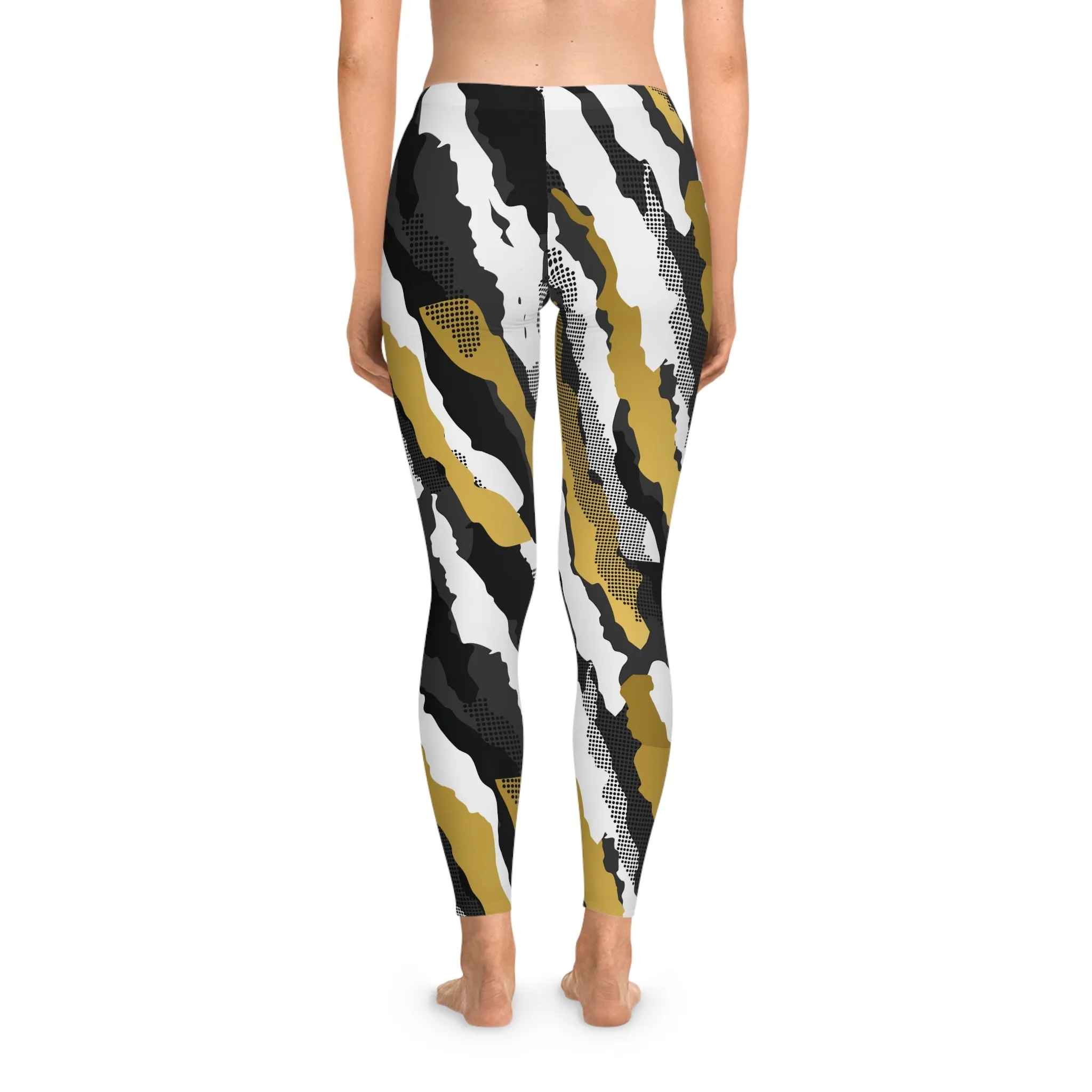 Gold and Black Geometry Stretchy Leggings
